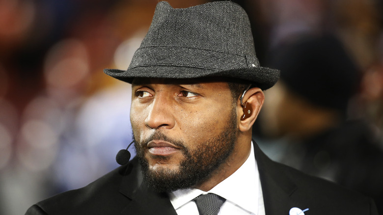 Ray Lewis wearing hat