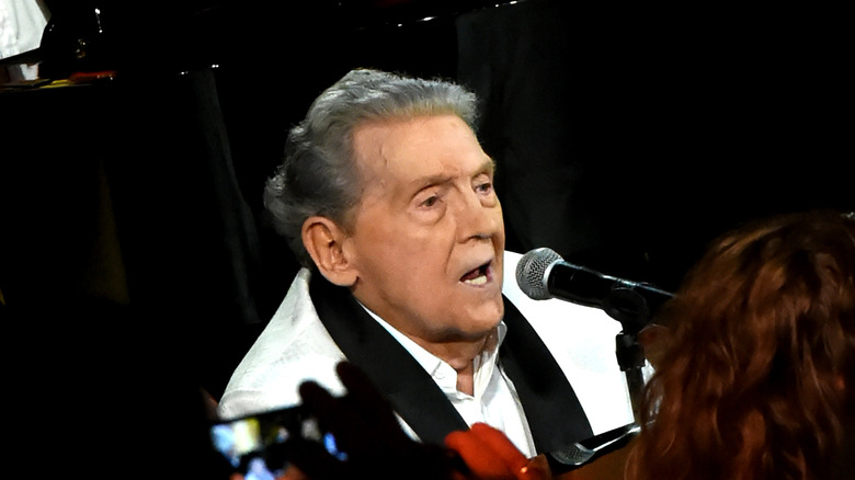 Jerry Lee Lewis singing mic