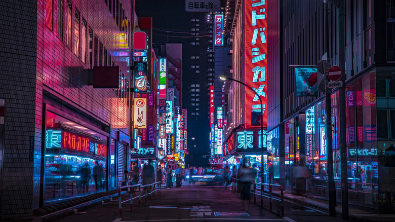downtown tokyo at night