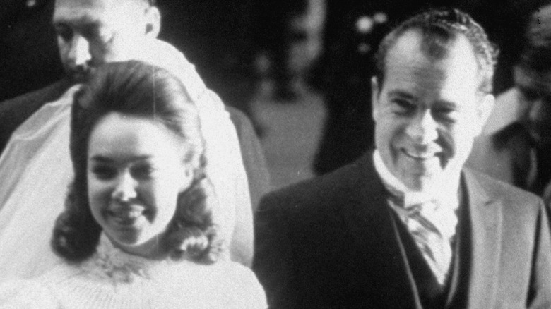 Richard Nixon walks Julie down aisle