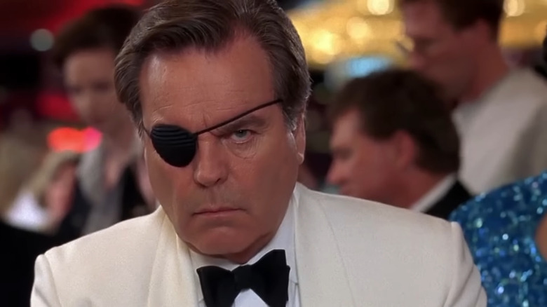 Robert Wagner in tux and eyepatch