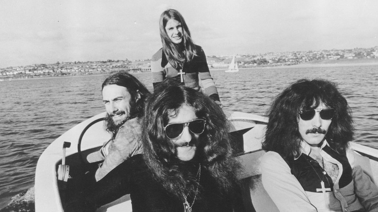 Black Sabbath in a boat 1970