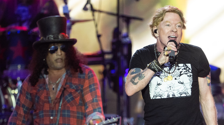 Slash and Axl Rose performing with Guns N' Roses