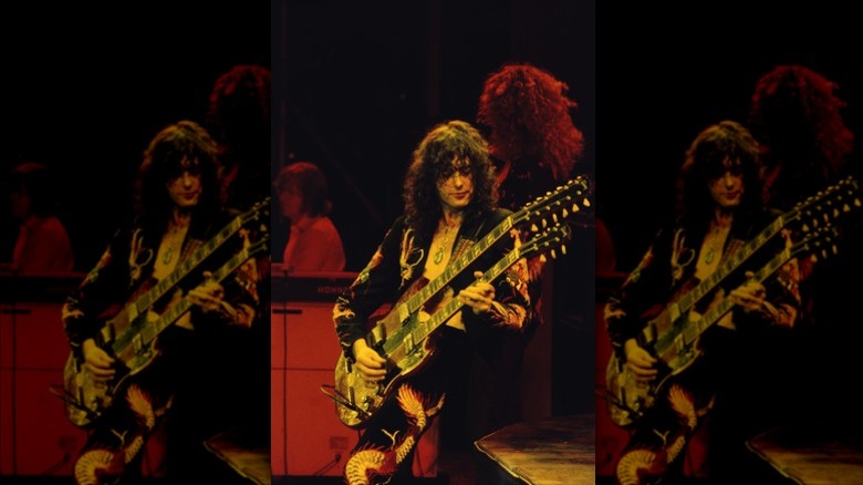 Jimmy Page performing with Led Zeppelin during the 1970s