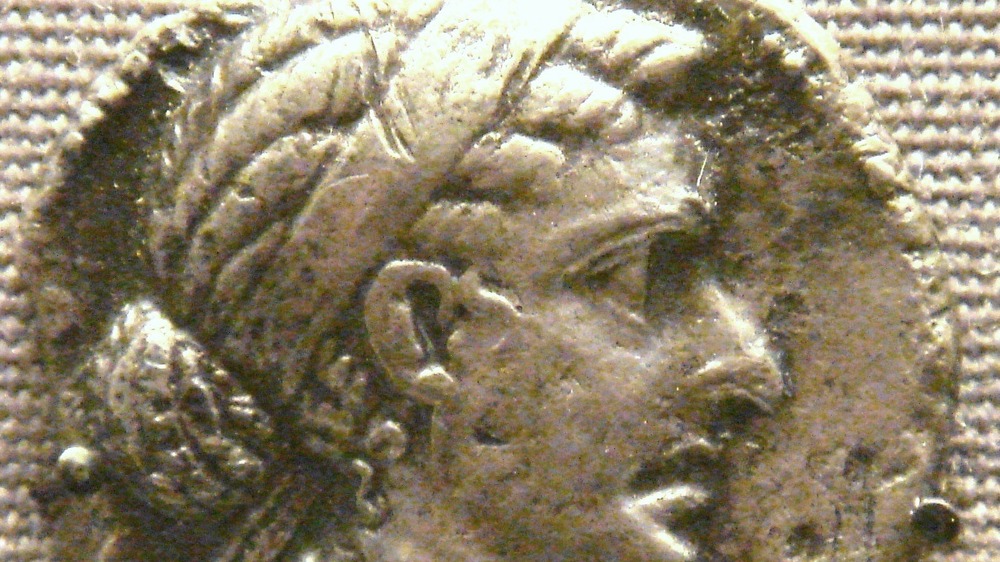 Silver coin of Cleopatra with her face