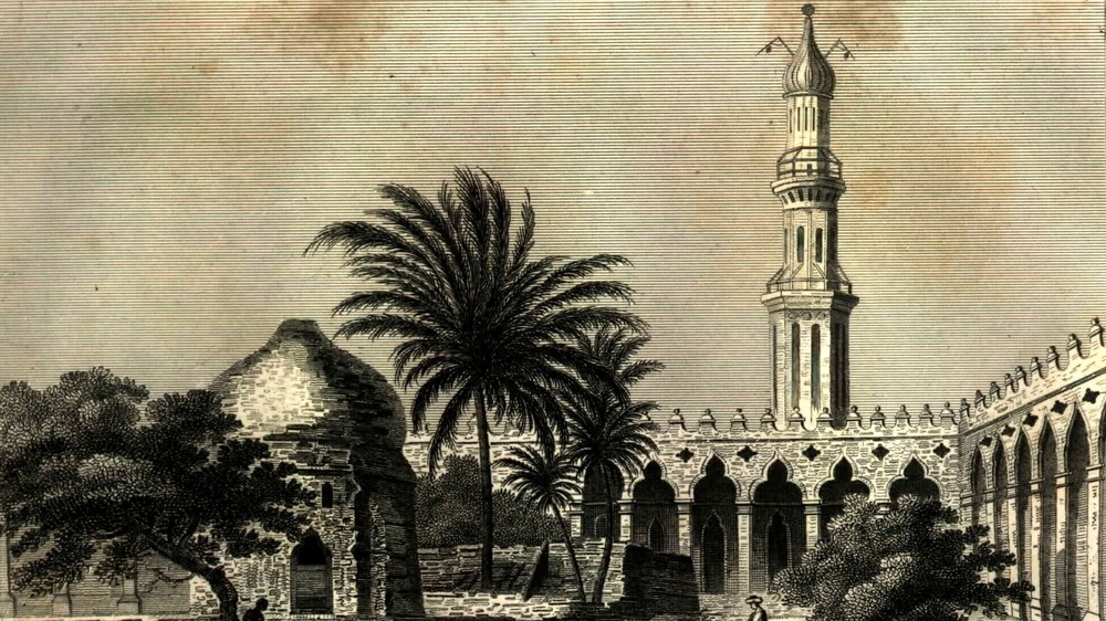 illustration of Alexandria with palm trees