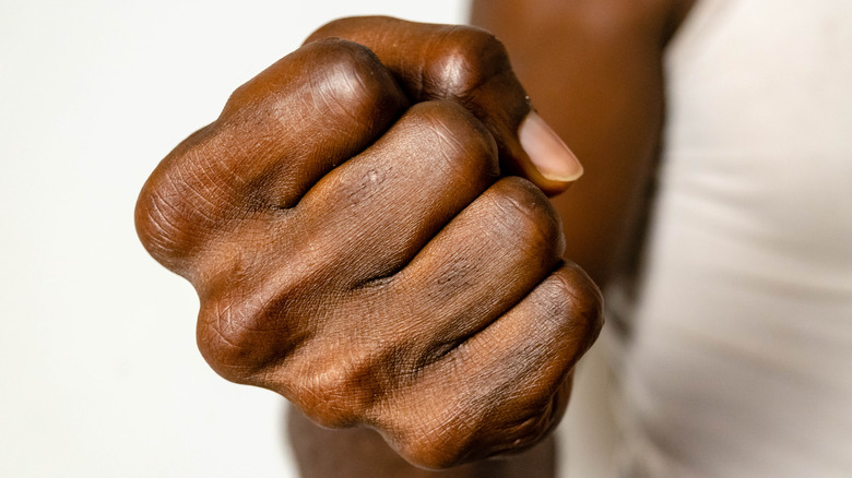 man's clenched fist