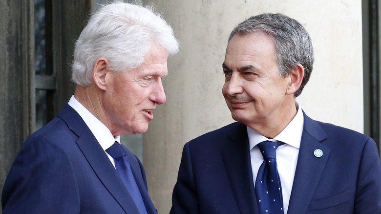 Bill Clinton and Spanish prime minister Jose Luiz Rodriguez