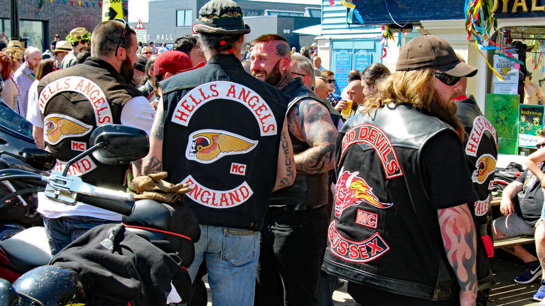 Hells Angels patches on black sleeveless vests