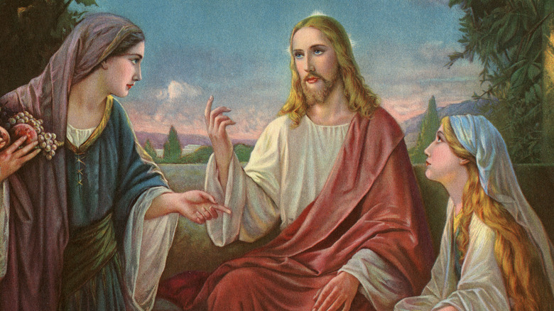 Jesus speaks with two women