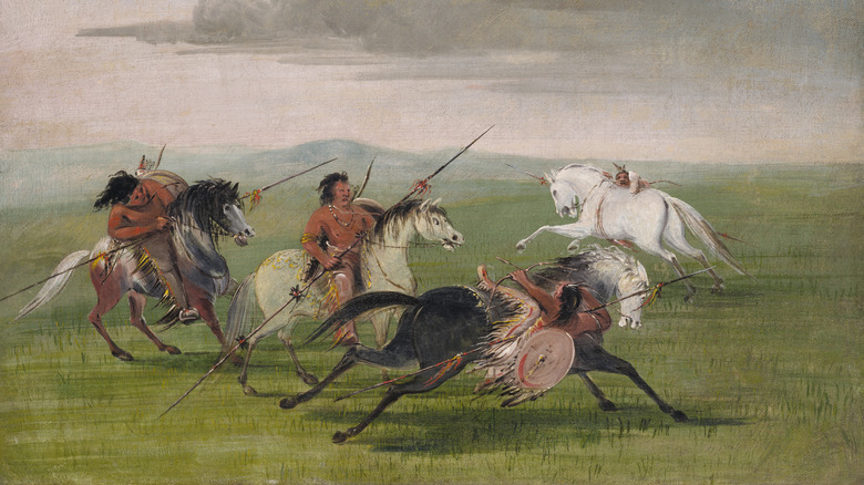 Comanche ride horseback in this painting