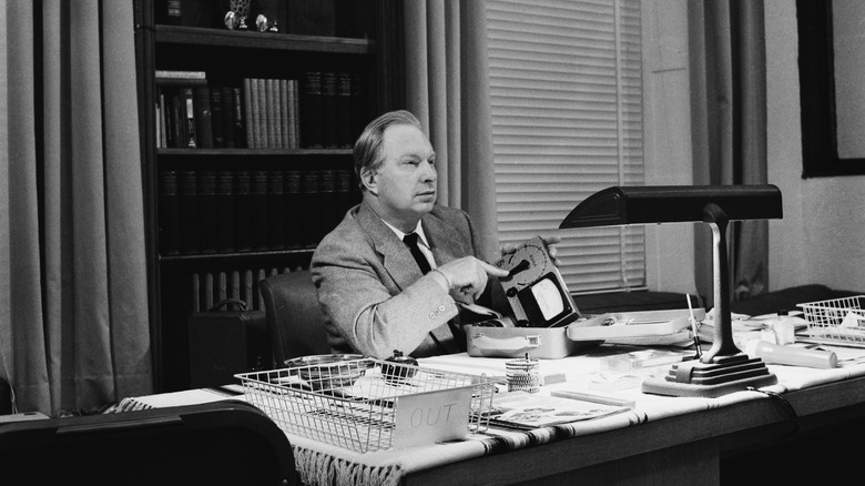 L. Ron Hubbard at his desk