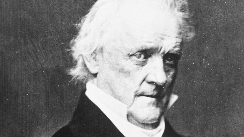 James Buchanan high collar frowning