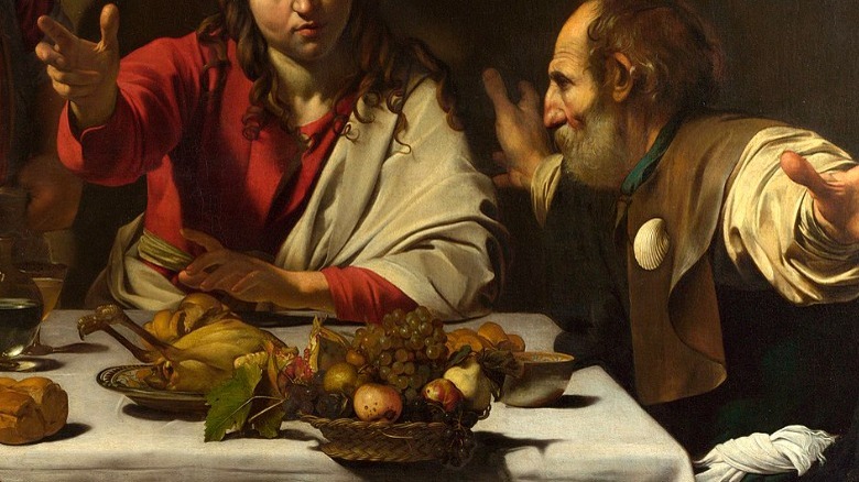 Caravaggio's The Supper at Emmaus detail of fruit bowl