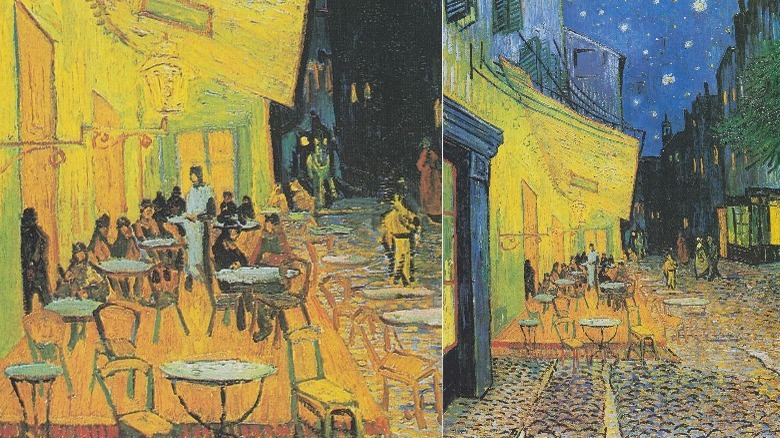 Van Gogh's Cafe Terrace at Night and detail to show the last supper