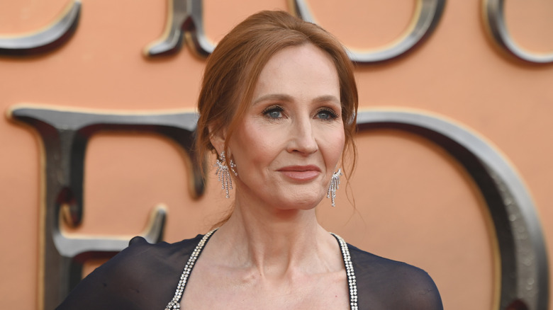 J.K. Rowling in diamond earrings at premiere