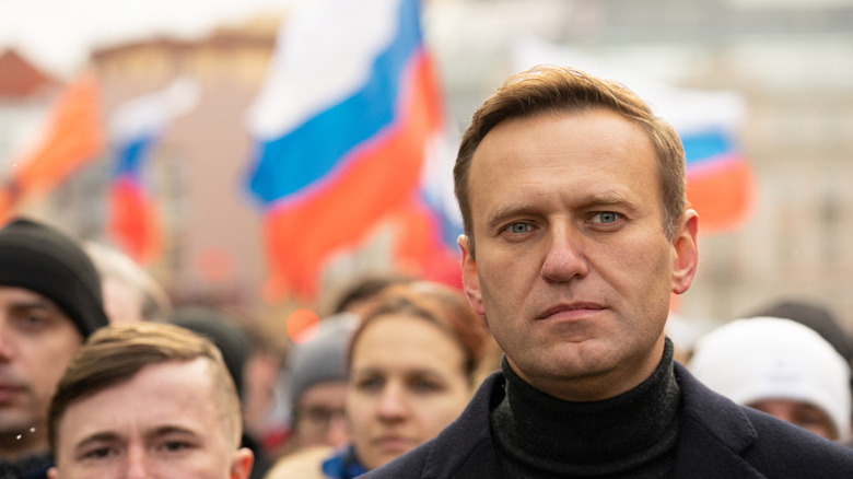 Aleksey Navalny marching in protest