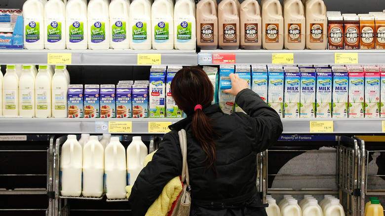 customer shopping for milk