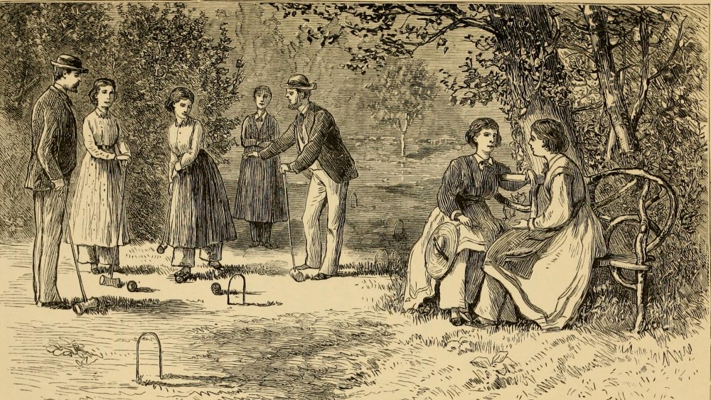 Engraving of people at the Oneida Community, 1875