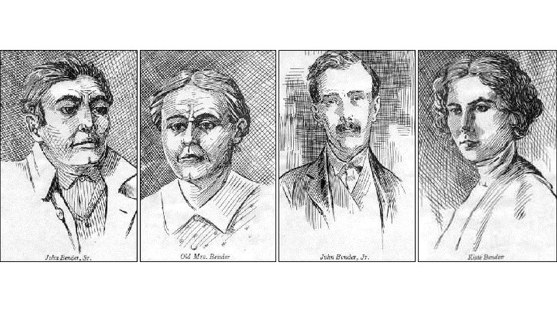 Newspaper illustration of four Bender family membesr.