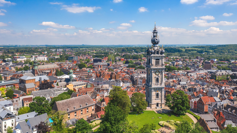 Aerial view of Mons, Belgium.