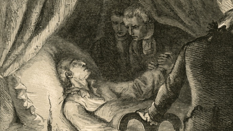 Illustration of George Washington on his deathbed