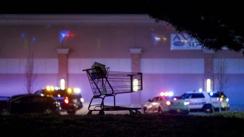 walmart night shopping cart