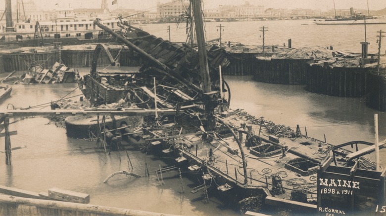 USS maine in harbor before being sunk