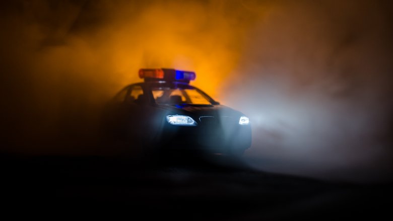 police car night fog