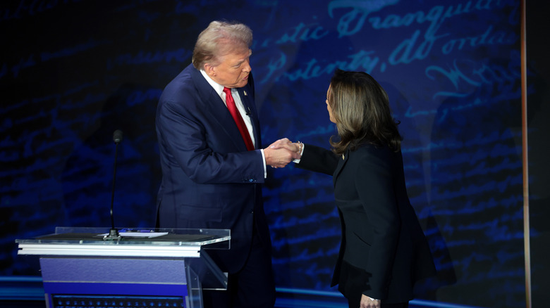 donald trump kamala harris shaking hands