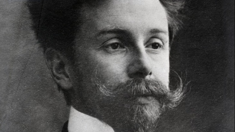 Closeup of Alexander Scriabin curly moustache goatee