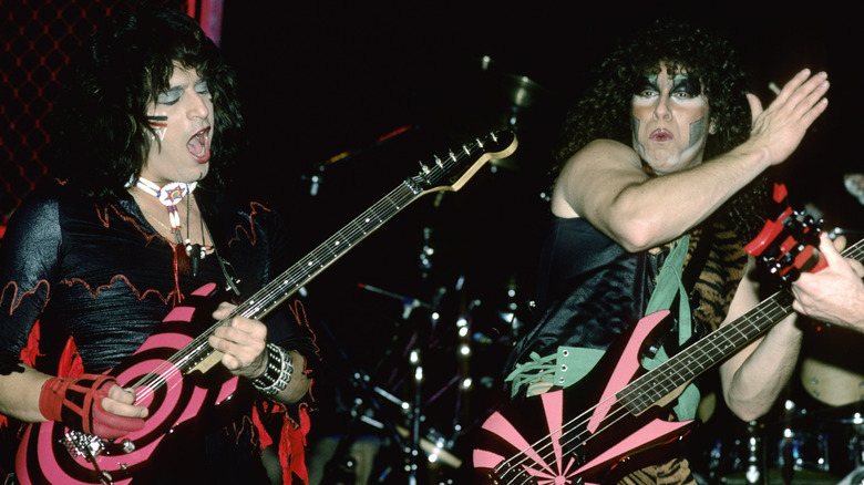 Eddie Ojeda and Mark Mendoza of Twisted Sister performing