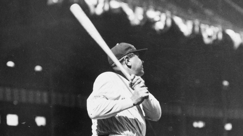 Babe Ruth batting practice before the 1927 World Series 