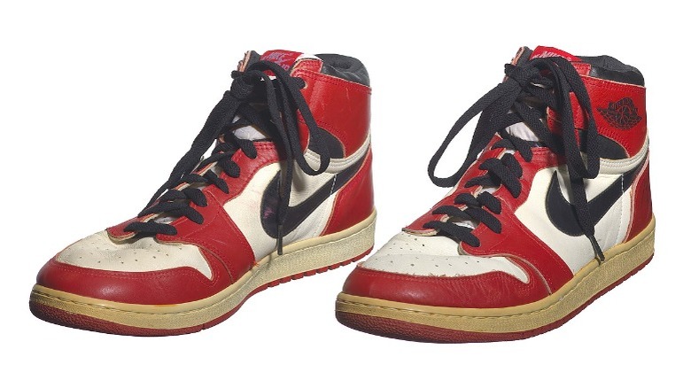 Game-worn and autographed 1985 Air Jordan 1s