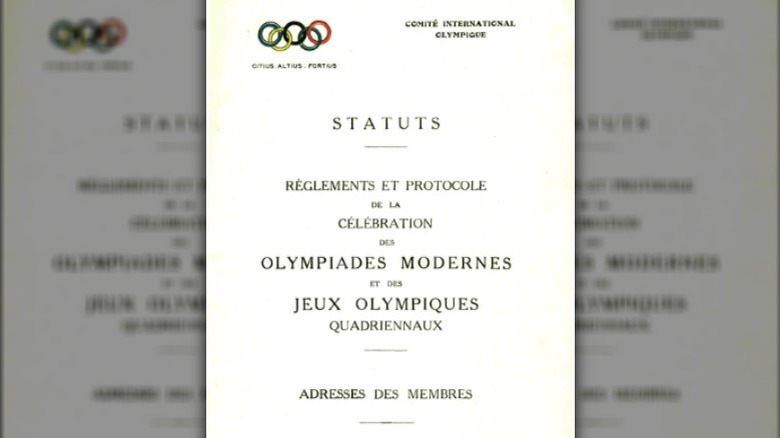 the first printed version of the Olympics charter, released in 1908