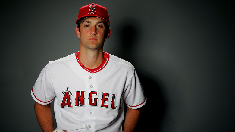 Adenhart poses red hat