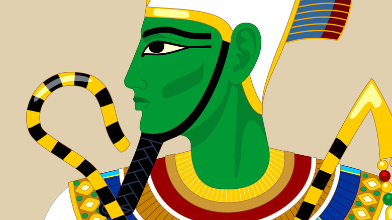 Green-faced Egyptian god osiris