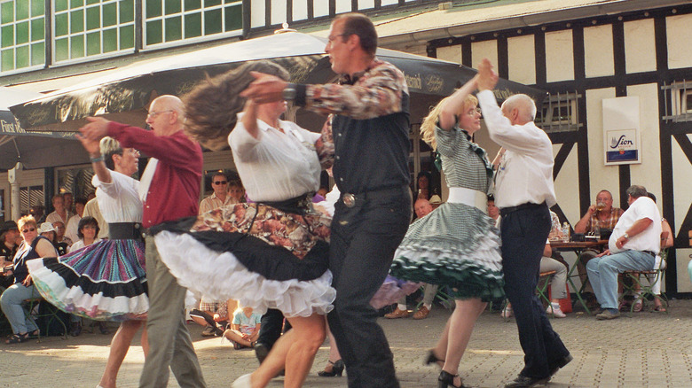 Professional modern western square dancers