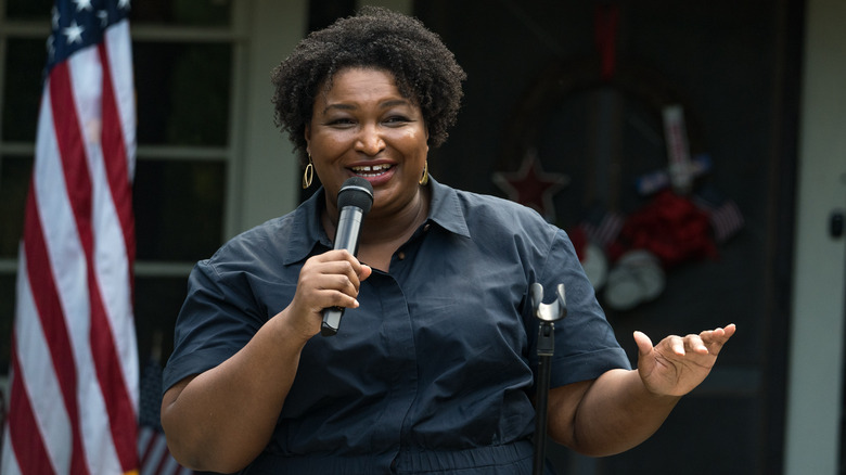 Stacey Abrams speaking in Clayton, Georgia