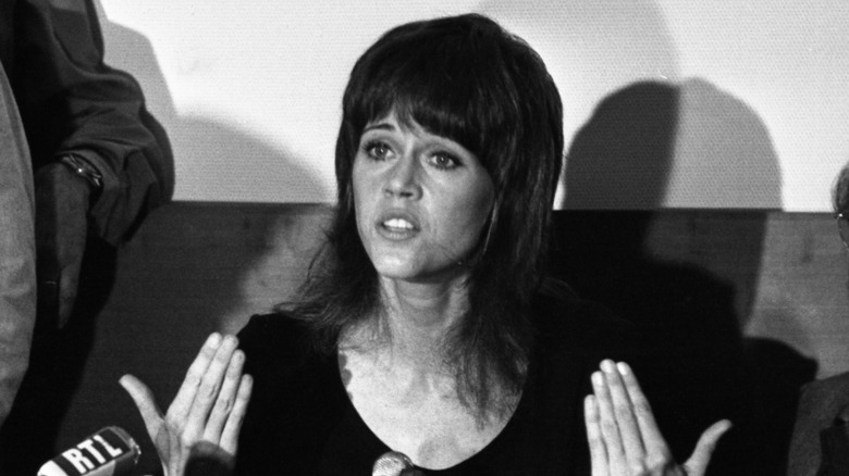 Jane Fonda speaking at press conference