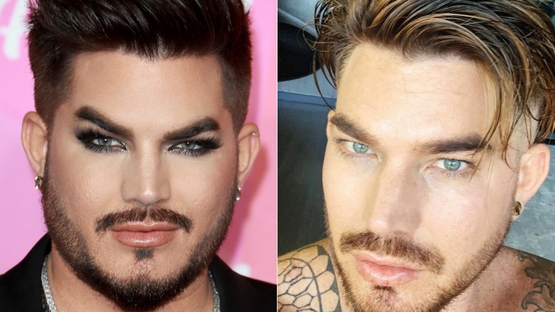 adam lambert with makeup and without makeup