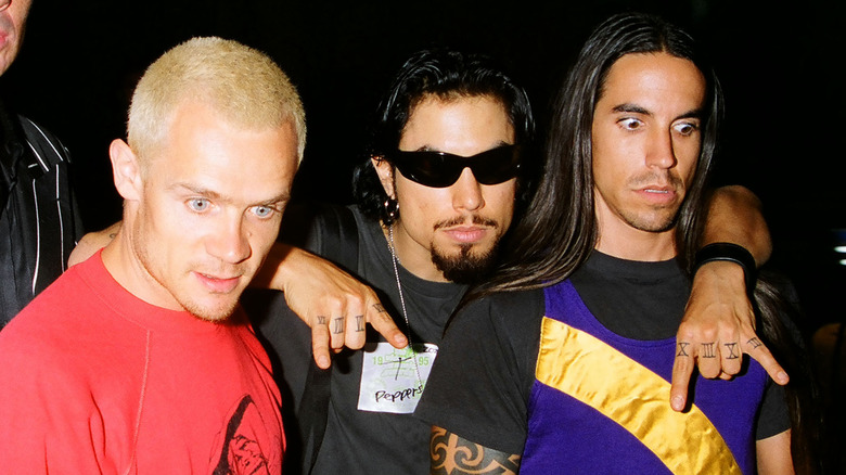 flea and anthony kiedis surprised dave navarro sunglasses