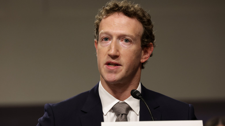 Mark Zuckerberg suit mic talking