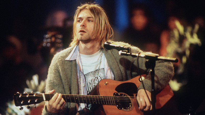 Kurt Cobain playing guitar