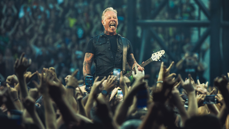 James Hetfield showing his tongue