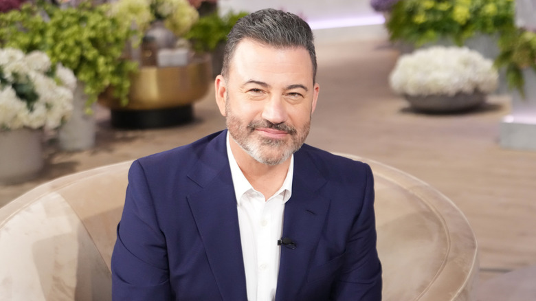 Jimmy Kimmel sitting on the couch on The Jennifer Hudson Show in 2024