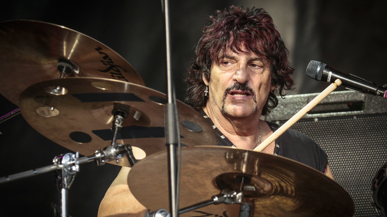 Carmine Appice playing drums