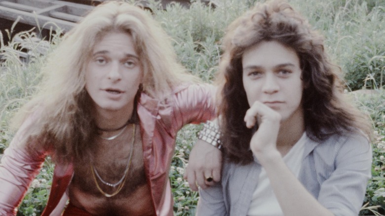 eddie van halen david lee roth field 70s long hair outside