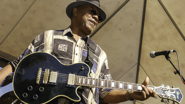 W.C. Clark guitar sunglasses performing on stage