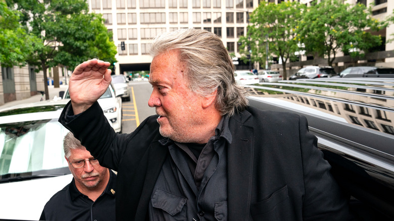 Steve Bannon stepping out of a car